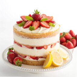 Strawberry Lemon Layered Angel Food Cake Recipe