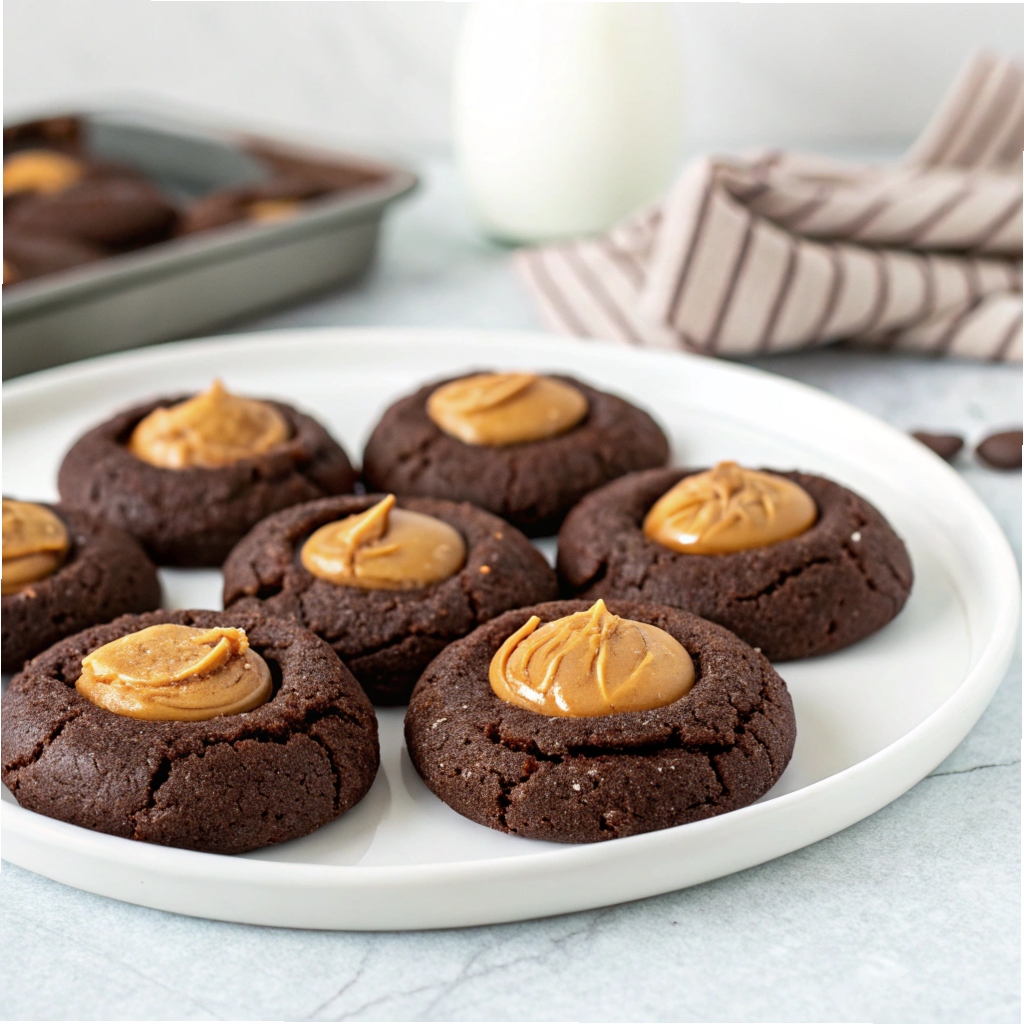 Chocolate Peanut Butter Thumbprint Cookies Recipe
