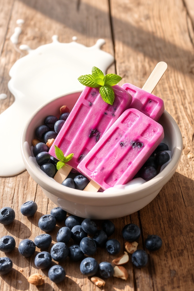 blueberry almond milk popsicles