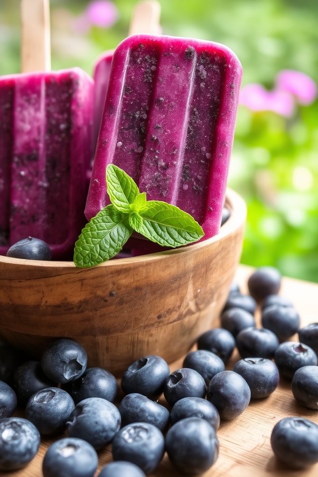 blueberry chia seed popsicles