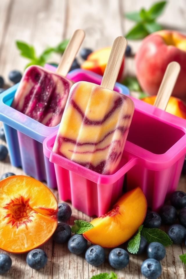 blueberry peach summer popsicles