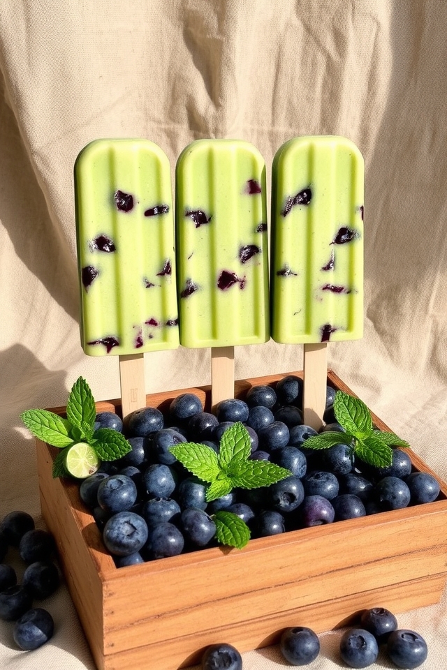 creamy blueberry avocado popsicles