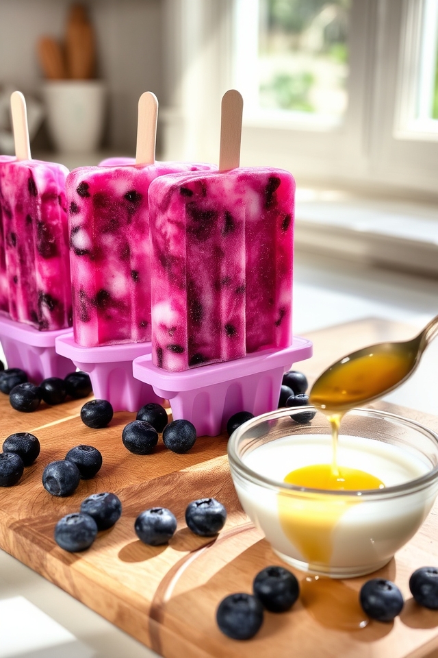 healthy blueberry yogurt popsicles