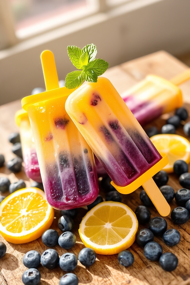 refreshing blueberry lemonade popsicles