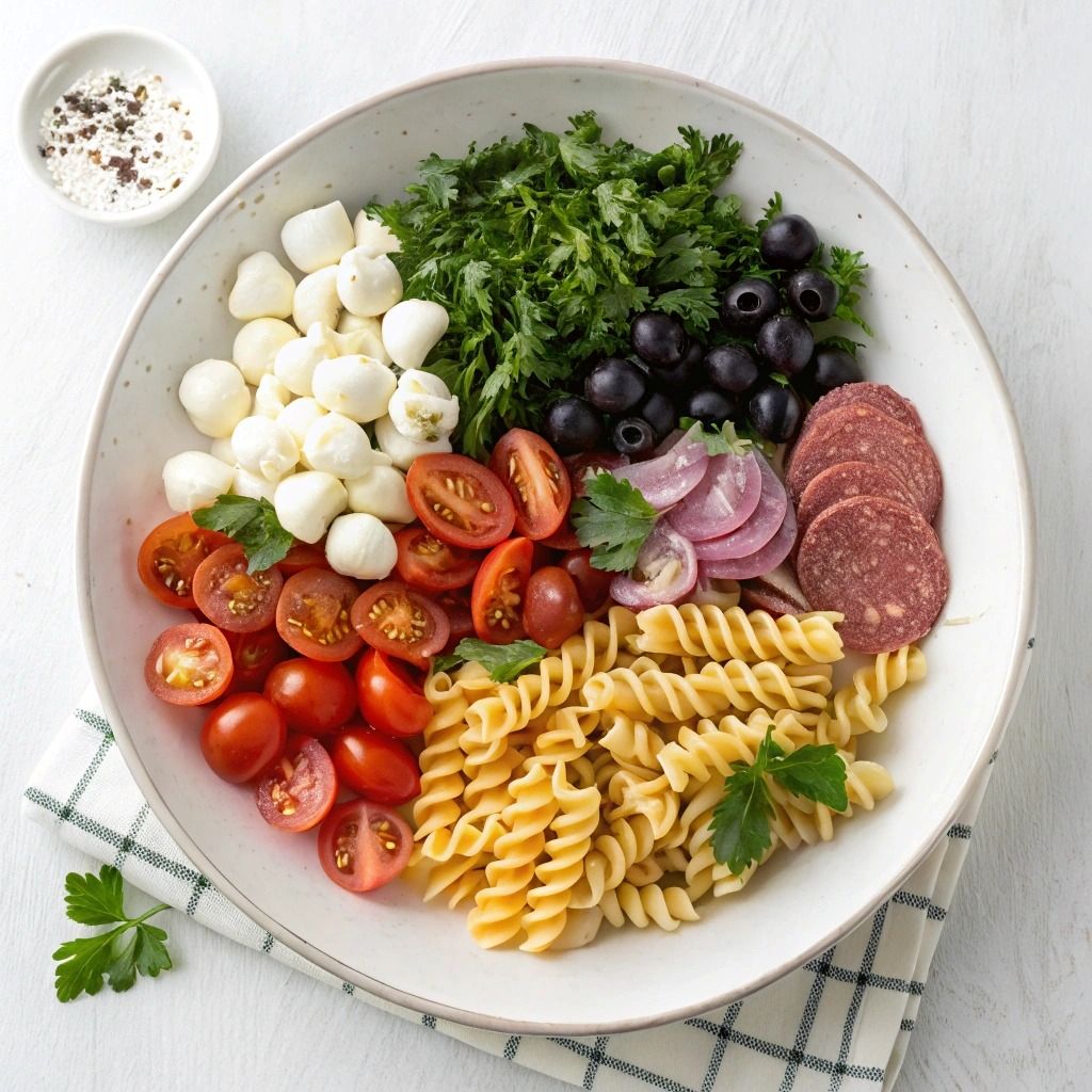 Ingredients of Classic Cold Pasta Salad