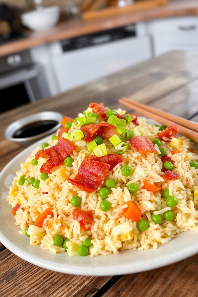 bacon eggs fried rice