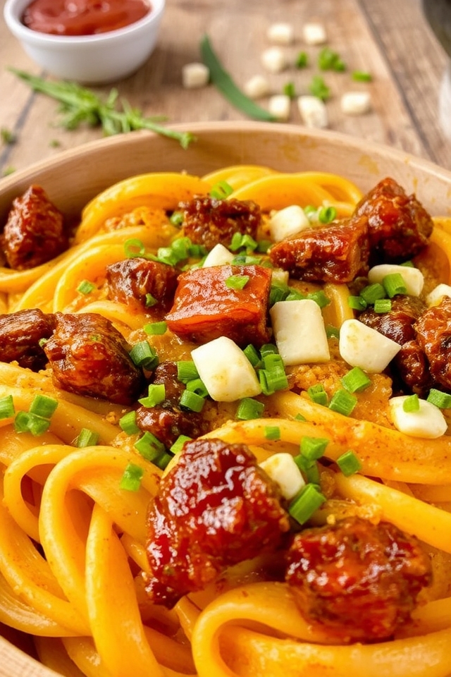 bbq infused pasta dish
