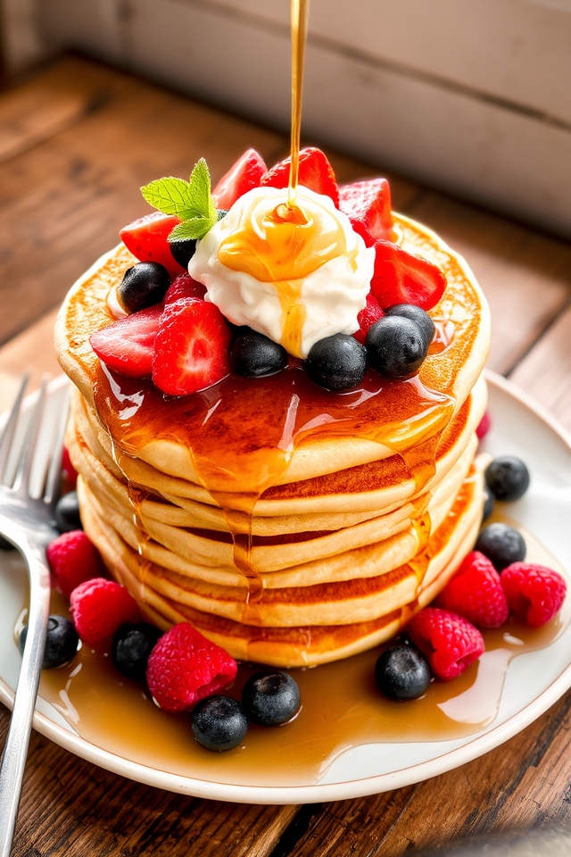 berry filled fluffy pancakes