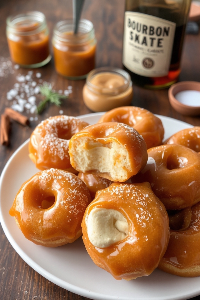 bourbon infused caramel cream donuts