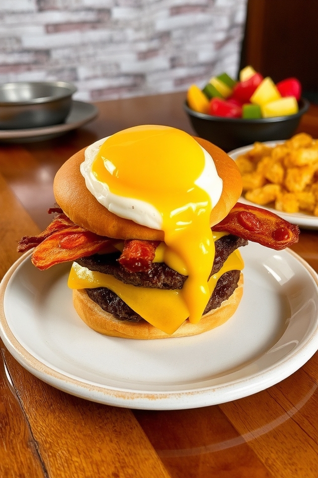 breakfast burger with bacon