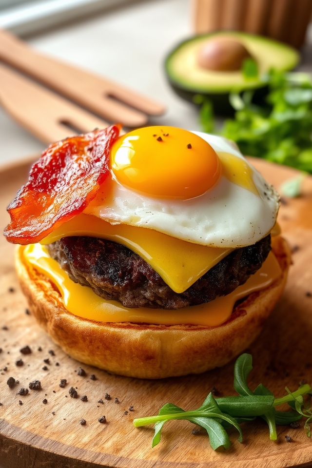 breakfast burger with egg