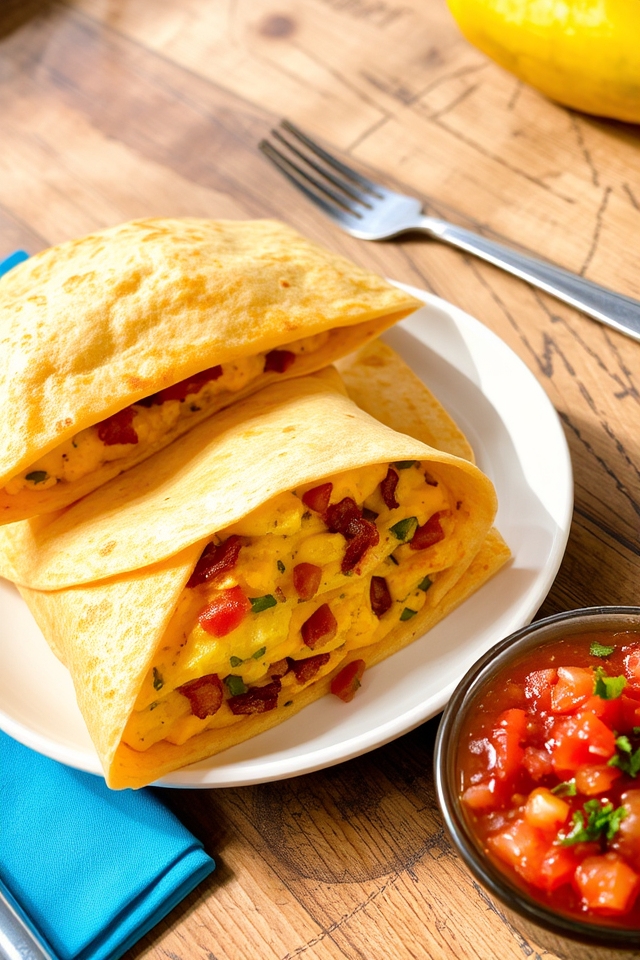 breakfast burritos with salsa