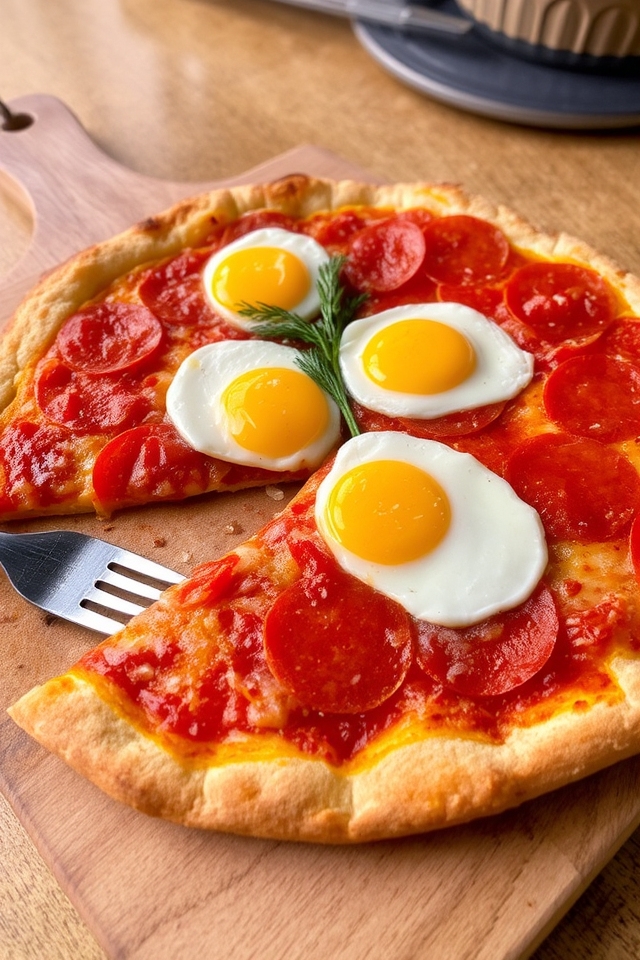breakfast pizza with eggs