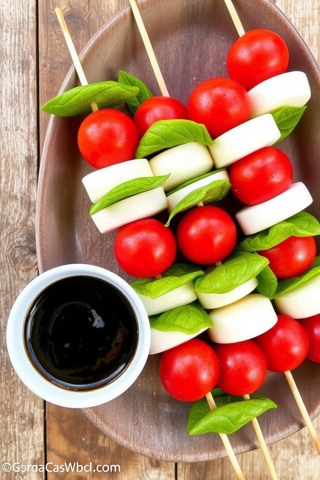 caprese skewers with cheese