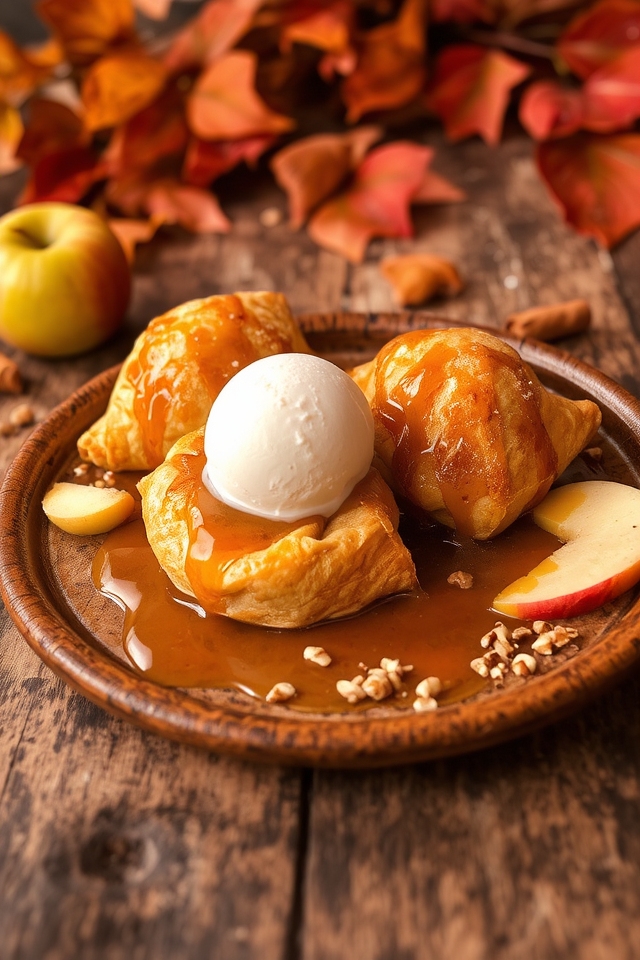 caramel apple dumpling dessert