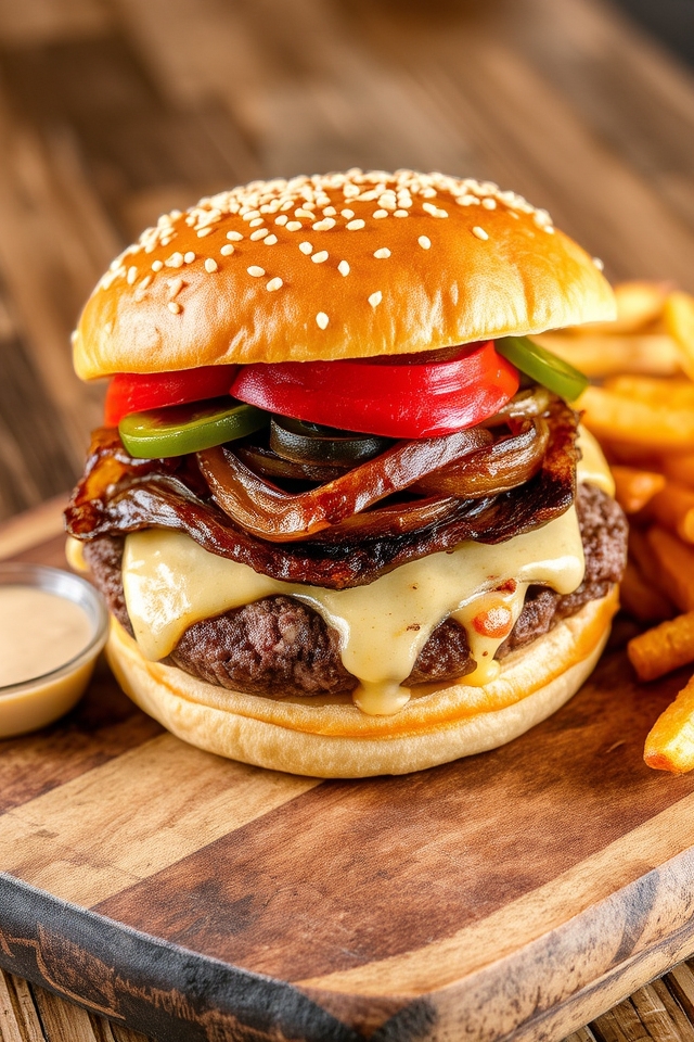 cheesesteak flavors in burger