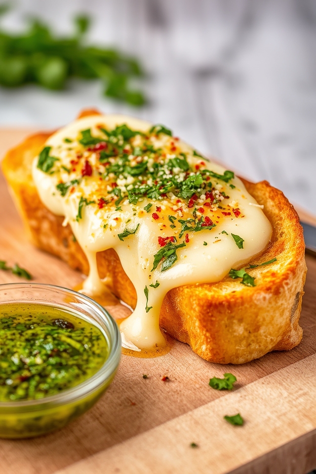 cheesy chimichurri garlic toast