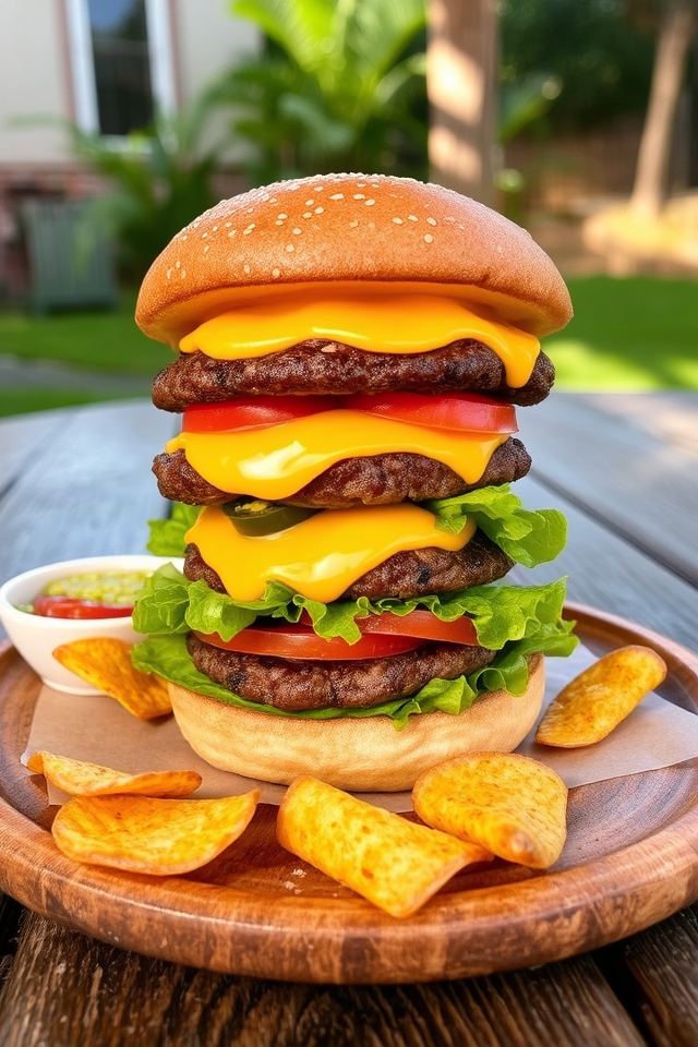 cheesy double burger delight