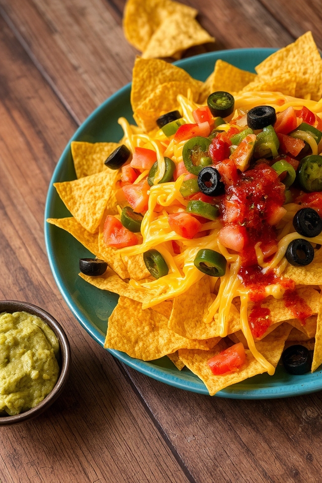 cheesy nachos with toppings