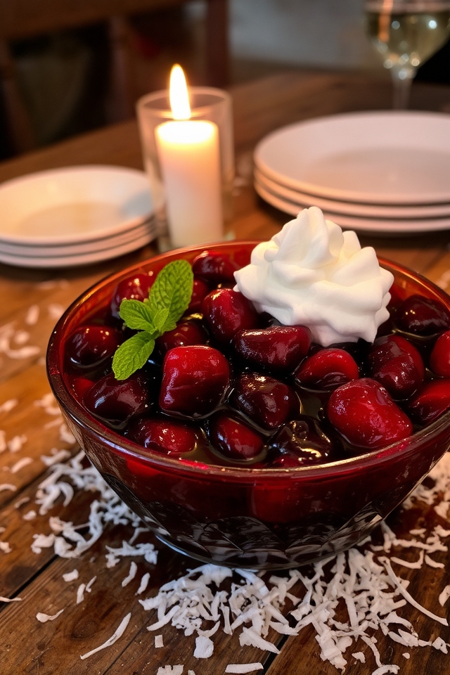 cherries with tropical cream