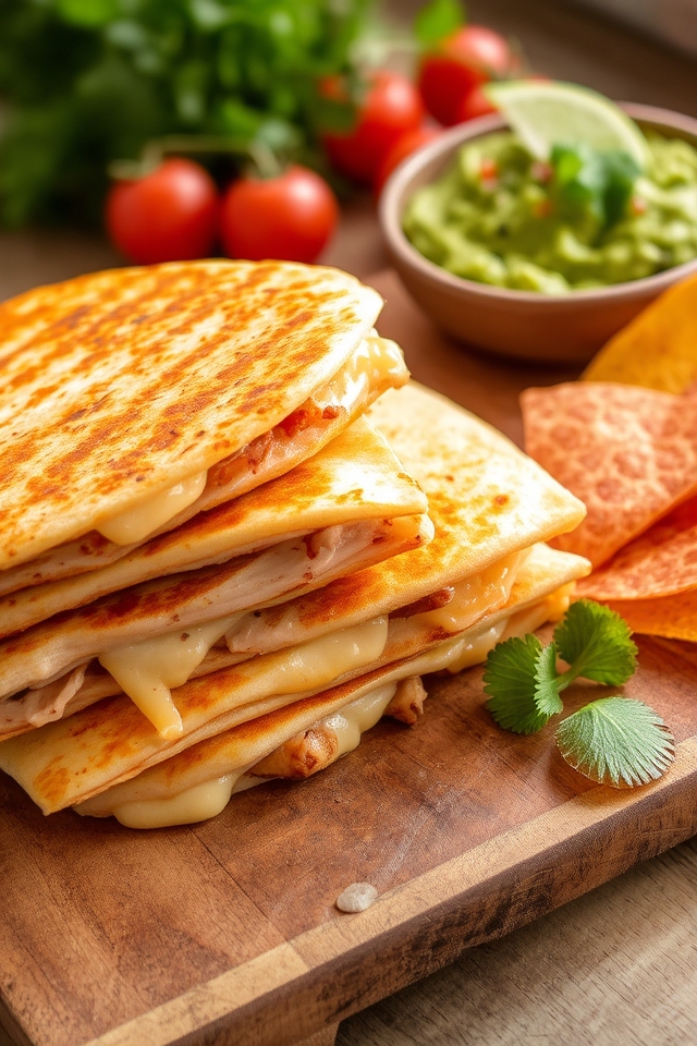 chicken quesadillas with guacamole