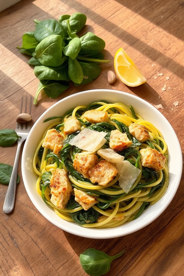 chicken spinach linguine flavor