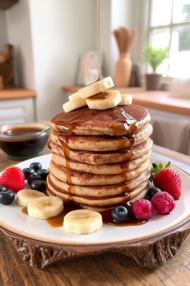 chocolate banana protein pancakes