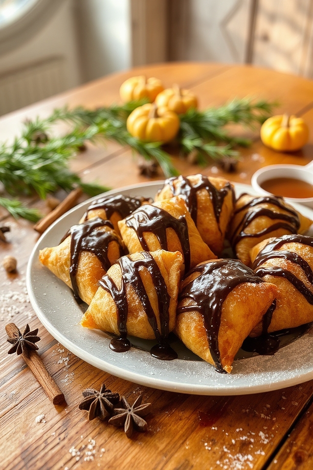 chocolate drizzled apple dumplings