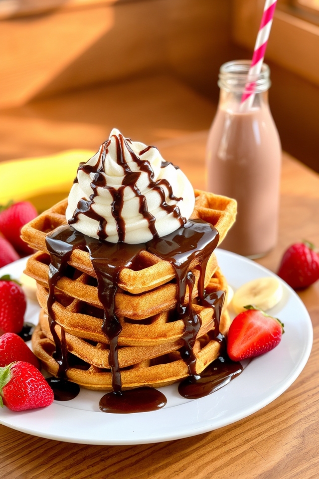 chocolate milk breakfast waffles