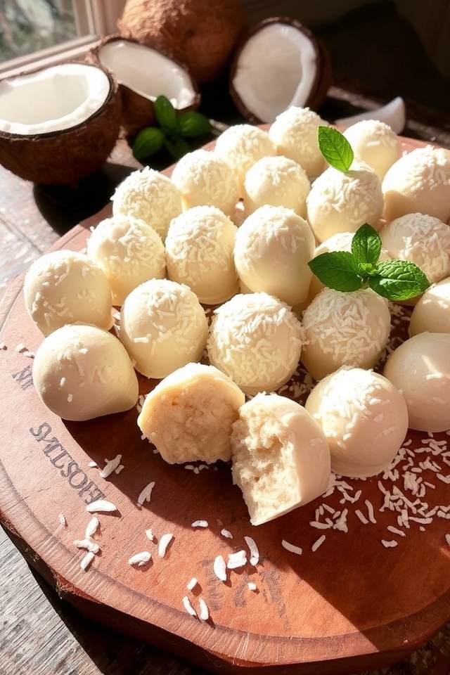 coconut covered white chocolate treats