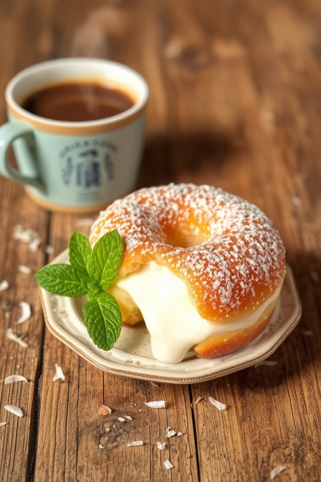 coconut filled fluffy donuts