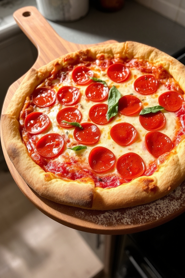 comforting crispy pepperoni pizza