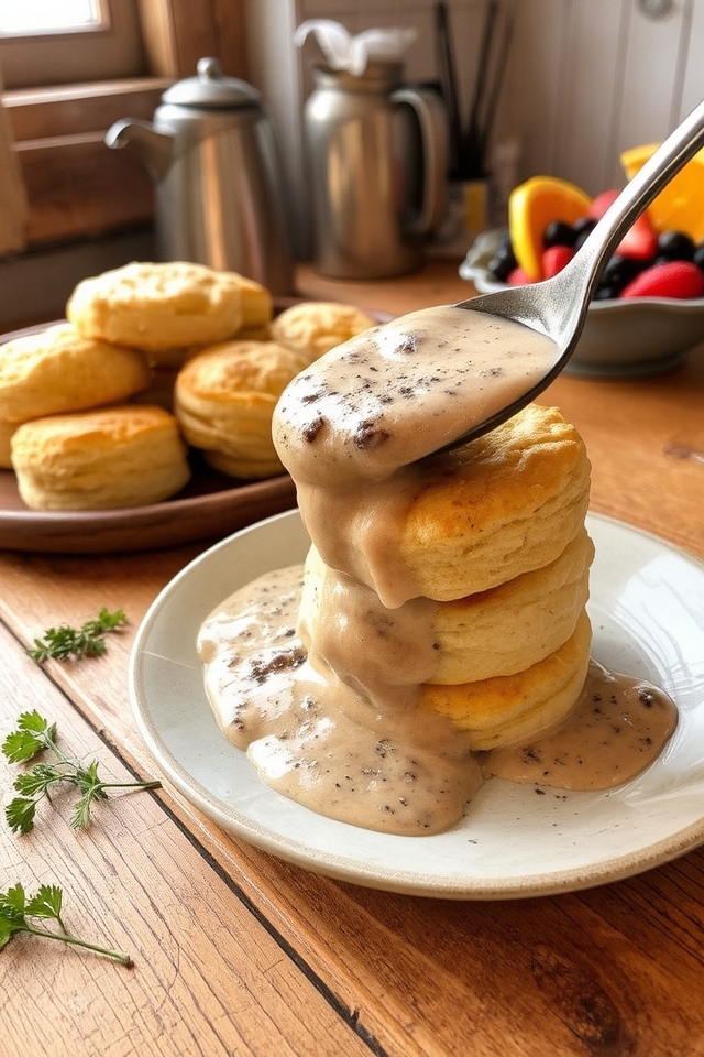 comforting sausage gravy biscuits