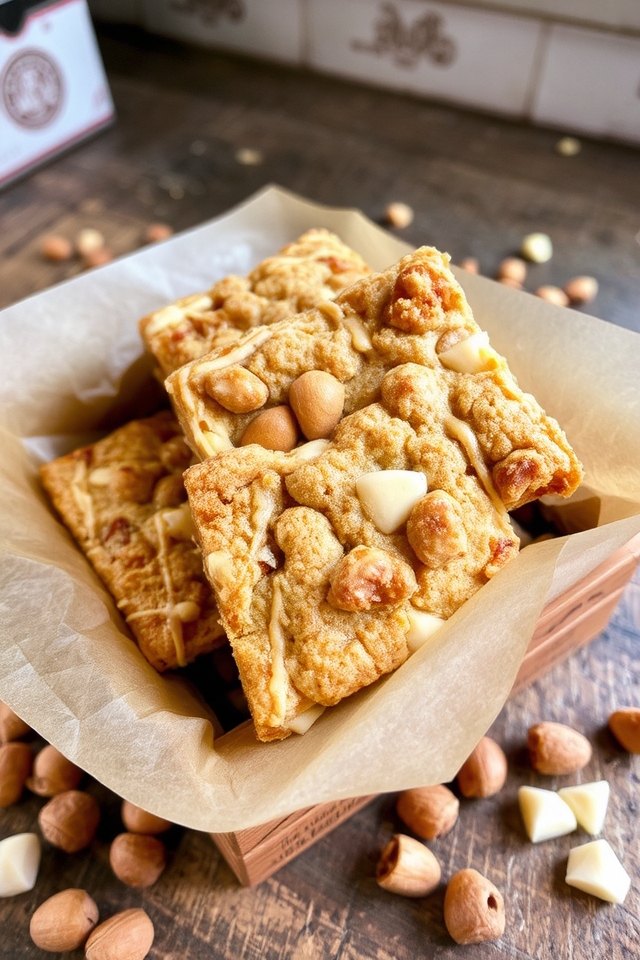 creamy chewy nutty blondies
