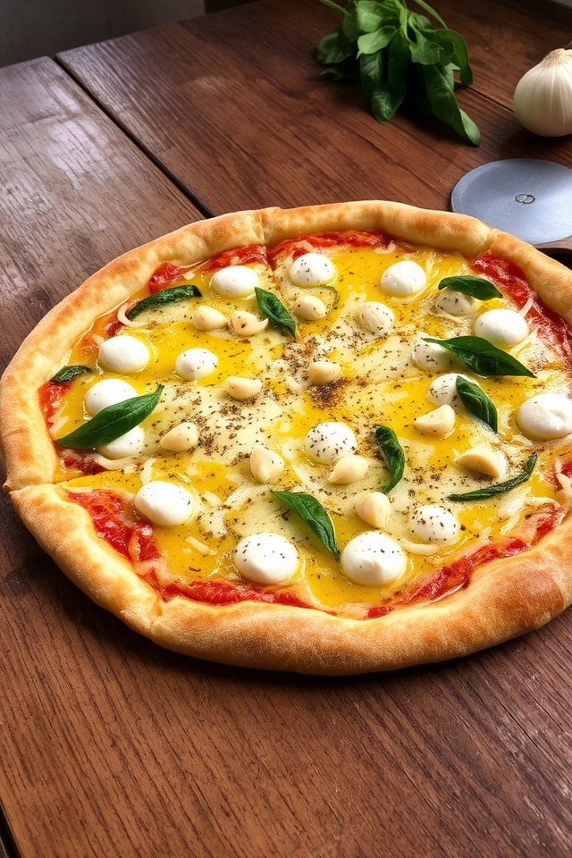 creamy garlic cheese pizza