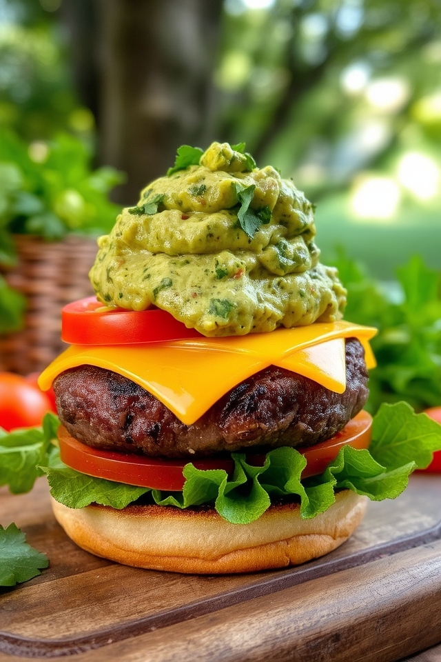creamy guacamole cheeseburger delight