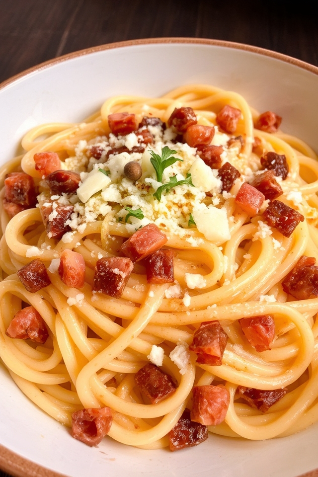 creamy linguine with pancetta