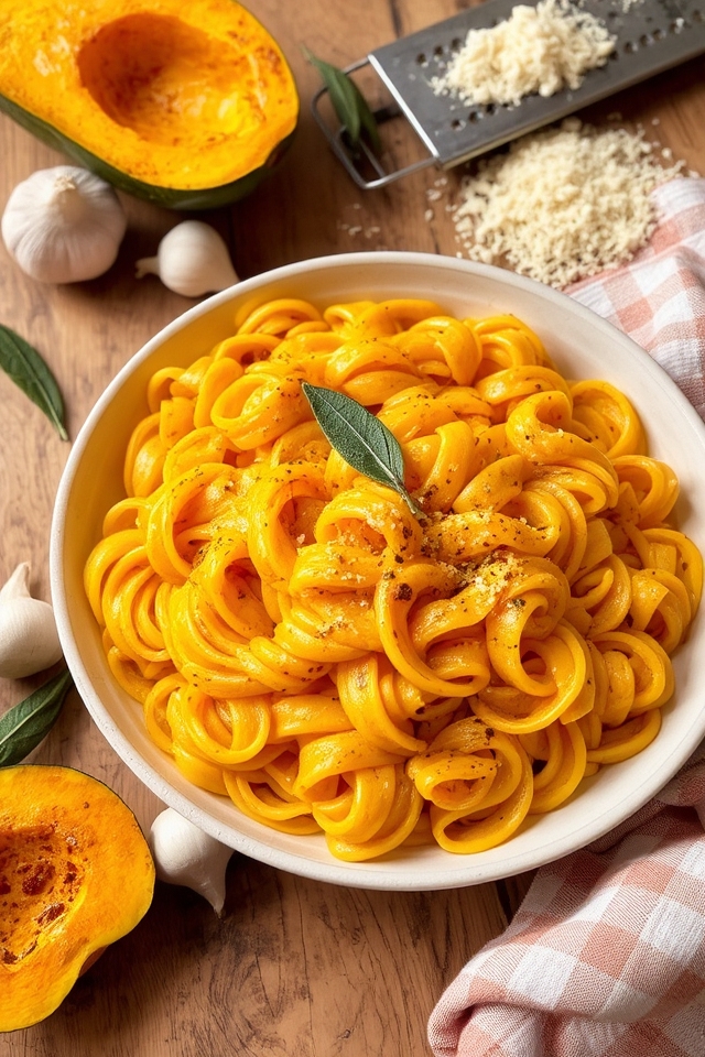 creamy roasted acorn pasta