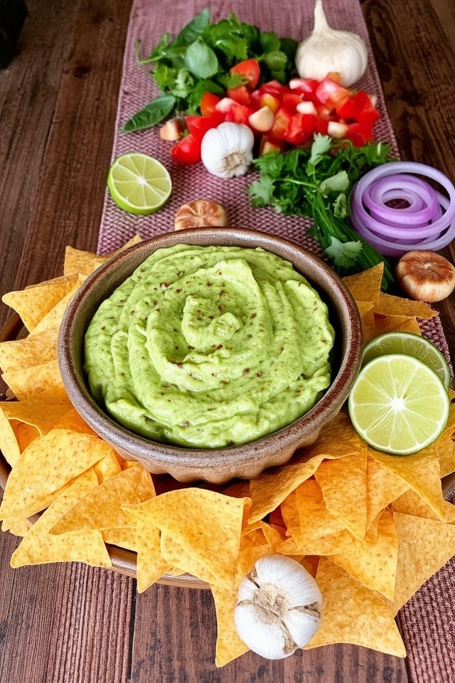 creamy roasted garlic guacamole
