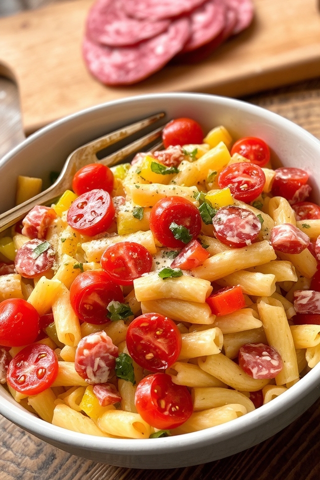 creamy salami pasta salad