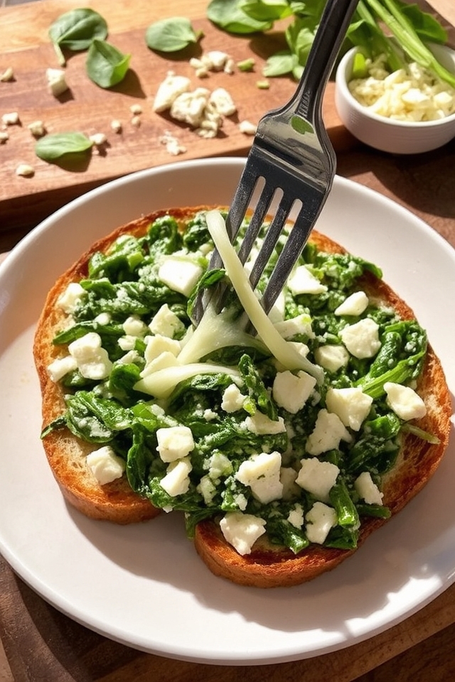 creamy spinach feta toast