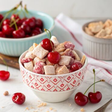 Easy Cherry Cheesecake Puppy Chow