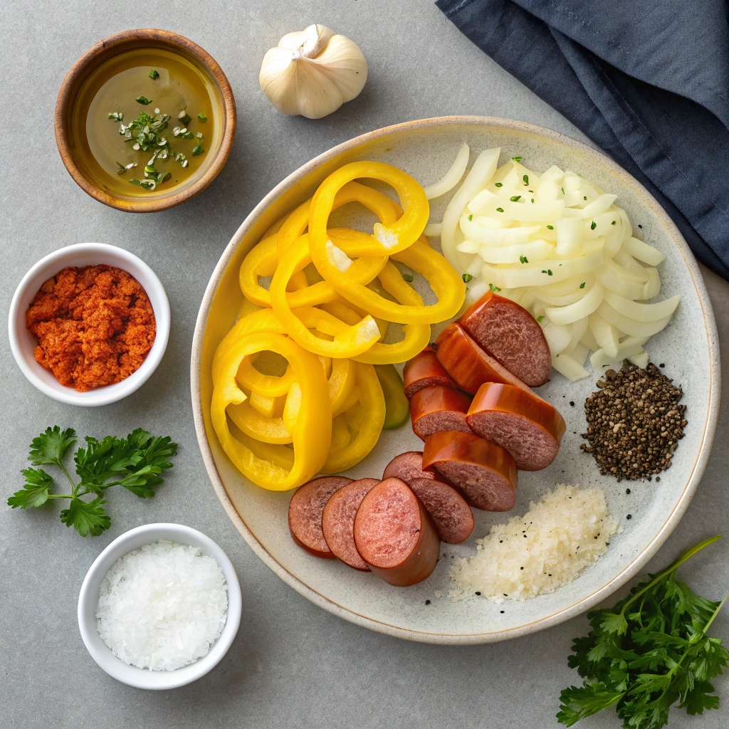 Easy Kielbasa and Peppers Skillet Ingredients