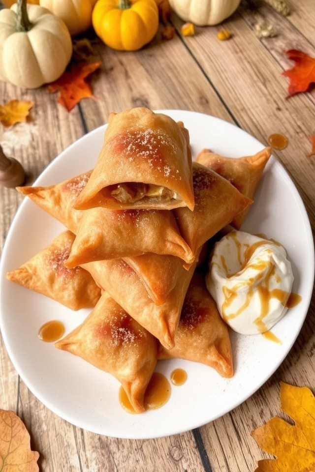 crispy apple filled wontons