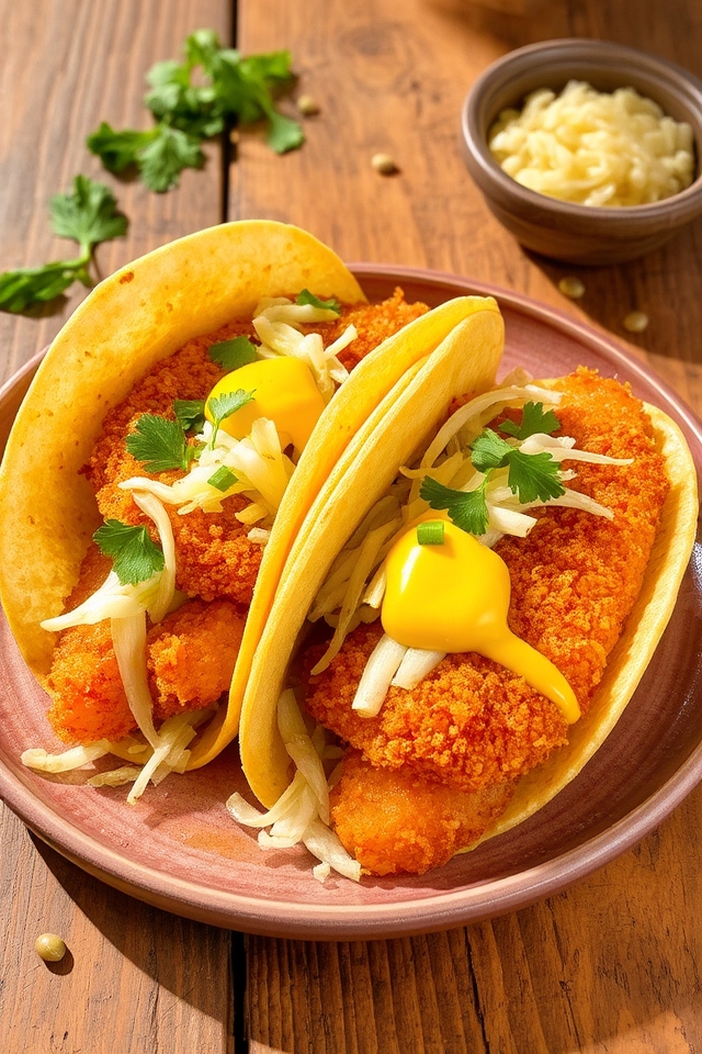 crispy schnitzel wrapped tacos