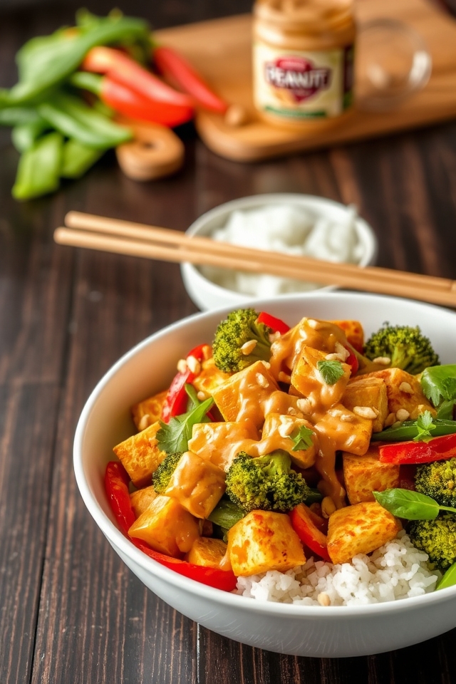 crispy tofu with peanut sauce