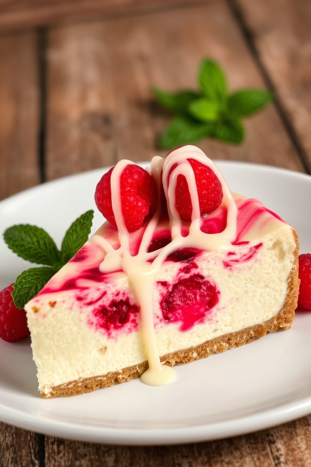 decadent white chocolate raspberry cheesecake