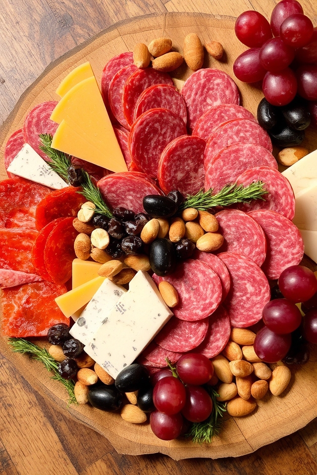 delicious salami cheese arrangement