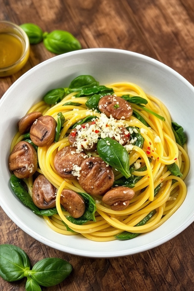 earthy creamy pasta dish