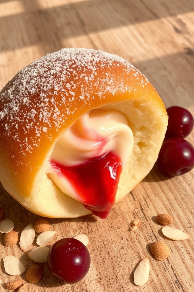 elegant almond cherry donuts